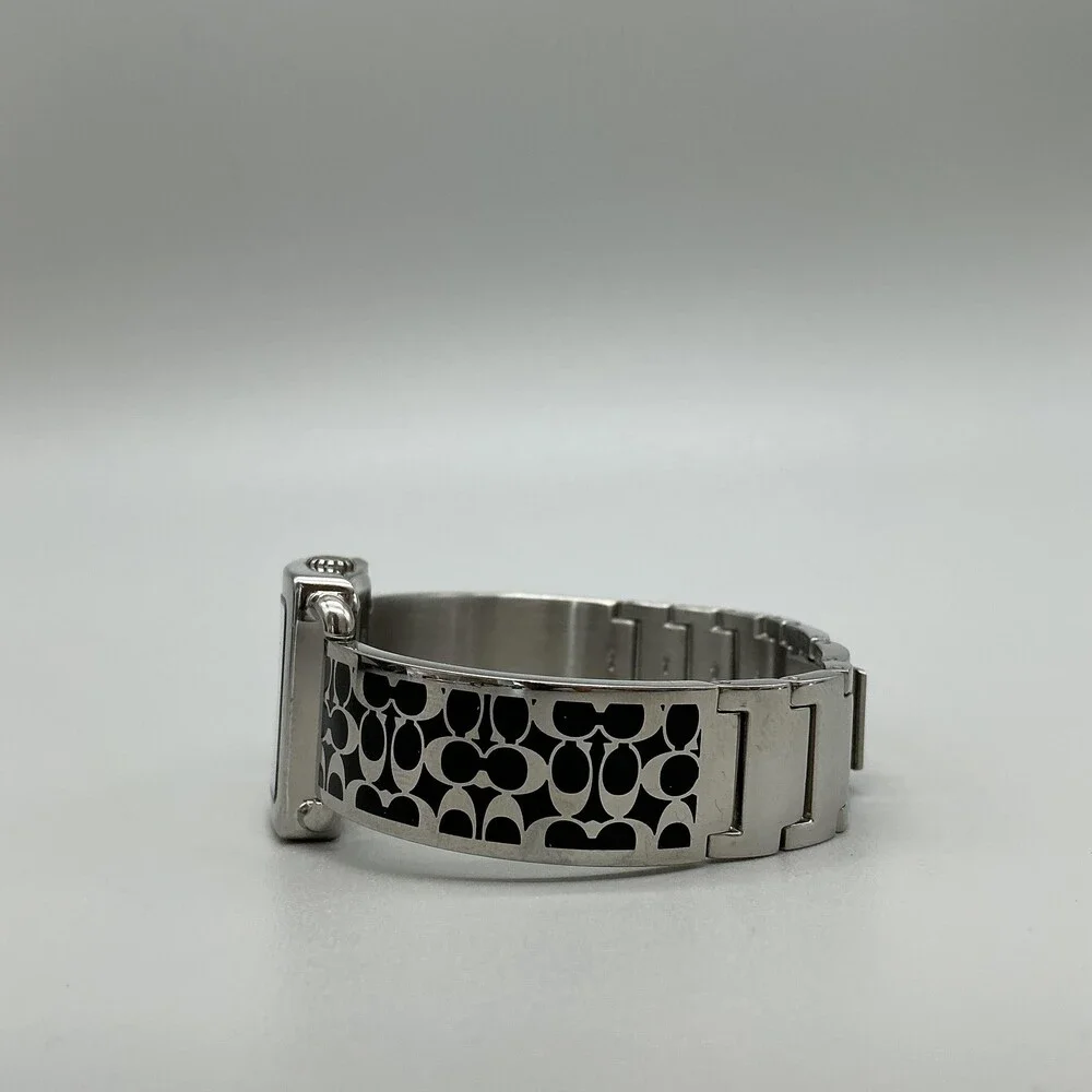 Coach Legacy Womens Watch 27mm Silver Dial Signature Bangle New Battery 7.25